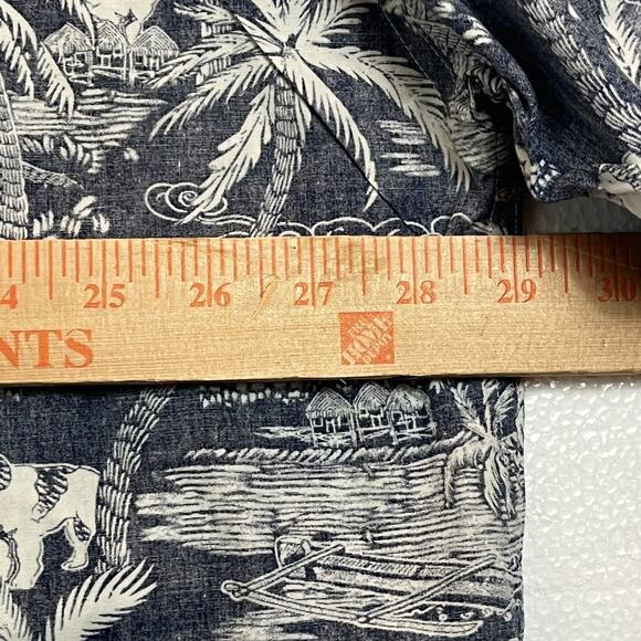 Big Dogs Shirt Adult 3XL XXXL Blue Floral Palm Hut Cotton Hawaiian Inside Out - Picture 8 of 12